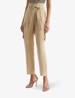 Reiss Joanie High-rise Leg-pocket Woven Cargo Trousers -Reis Clothing Shop R04098649 NEUTRAL ALT02