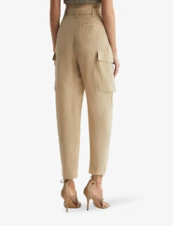 Reiss Joanie High-rise Leg-pocket Woven Cargo Trousers -Reis Clothing Shop R04098649 NEUTRAL ALT03