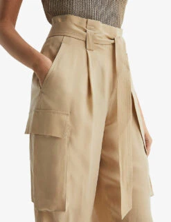 Reiss Joanie High-rise Leg-pocket Woven Cargo Trousers -Reis Clothing Shop R04098649 NEUTRAL ALT04