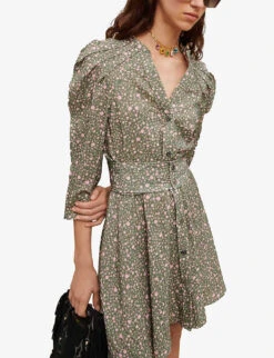 Maje Rakita Floral-print Puff-sleeved Woven Mini Dress -Reis Clothing Shop R04101543 IMPRIME ALT02