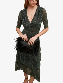 Maje Ruffled Tiered Woven Midi Dress -Reis Clothing Shop R04101560 VERTS ALT04