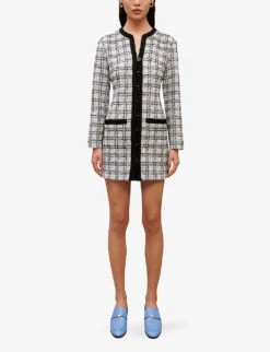 Maje Split V-neck Tweed Mini Dress -Reis Clothing Shop R04101844 BLEUS ALT02