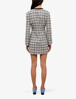 Maje Split V-neck Tweed Mini Dress -Reis Clothing Shop R04101844 BLEUS ALT03