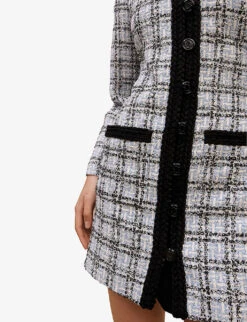 Maje Split V-neck Tweed Mini Dress -Reis Clothing Shop R04101844 BLEUS ALT04