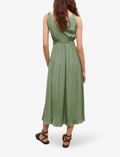 Maje Rune Cut-out V-neck Satin Midi Dress -Reis Clothing Shop R04101877 VERTS ALT03