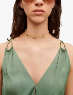 Maje Rune Cut-out V-neck Satin Midi Dress -Reis Clothing Shop R04101877 VERTS ALT04