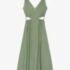 Maje Rune Cut-out V-neck Satin Midi Dress