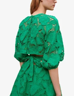 Maje Annick Paisley-embroidered Cotton Mini Dress 9 Maje Annick Paisley-embroidered Cotton Mini Dress -Reis Clothing Shop R04101910 VERTS ALT04