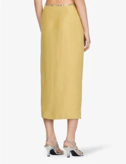 Sandro Olariane Crystal-embellished Woven Midi Skirt -Reis Clothing Shop R04102367 VERTS ALT03