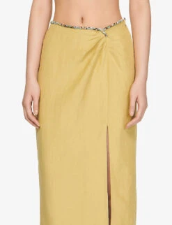 Sandro Olariane Crystal-embellished Woven Midi Skirt -Reis Clothing Shop R04102367 VERTS ALT04