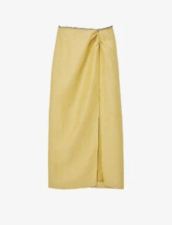 Sandro Olariane Crystal-embellished Woven Midi Skirt