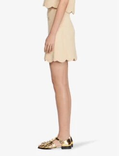 Sandro Amba Scalloped-hem Stretch-knit Mini Skirt 7 Sandro Amba Scalloped-hem Stretch-knit Mini Skirt -Reis Clothing Shop R04102419 NATURELS ALT02