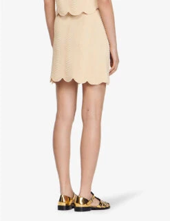 Sandro Amba Scalloped-hem Stretch-knit Mini Skirt 8 Sandro Amba Scalloped-hem Stretch-knit Mini Skirt -Reis Clothing Shop R04102419 NATURELS ALT03