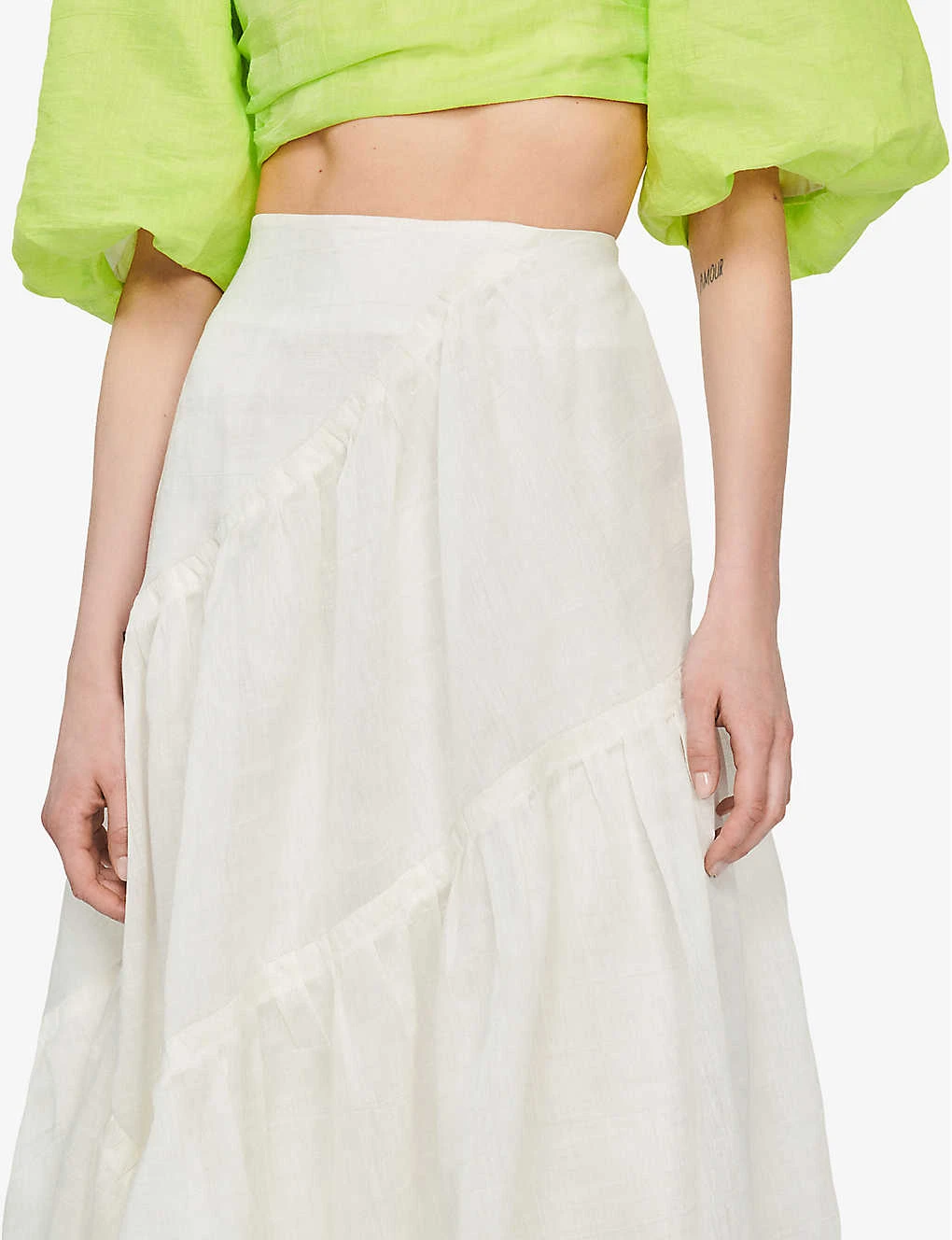 Sandro Christina Tiered-panel Linen-blend Maxi Skirt 5 Sandro Christina Tiered-panel Linen-blend Maxi Skirt - Image 5