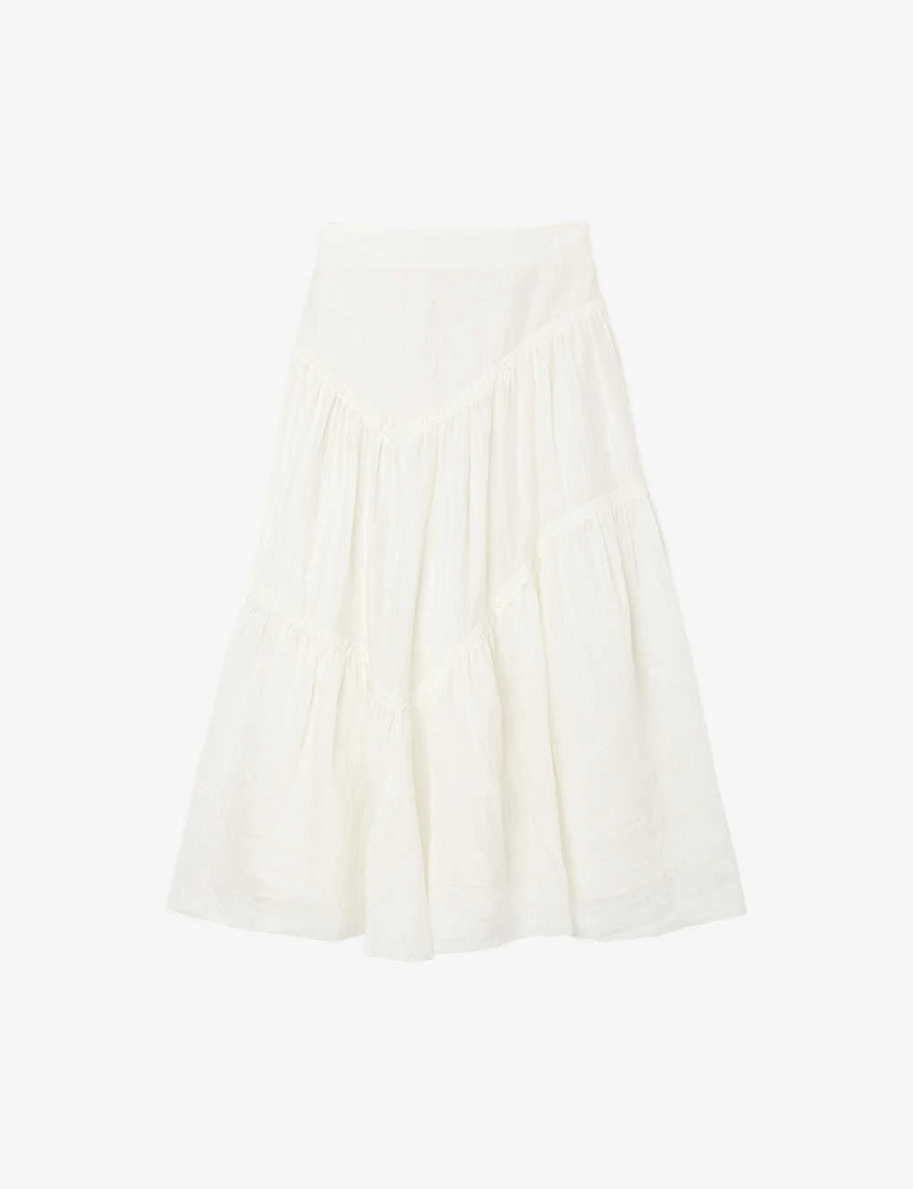 Sandro Christina Tiered-panel Linen-blend Maxi Skirt 1 Sandro Christina Tiered-panel Linen-blend Maxi Skirt