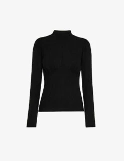 Whistles Gathered-detail Slim-fit Stretch-woven Top