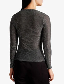 Ted Baker Genini Shimmery Slim-fit Woven Top 8 Ted Baker Genini Shimmery Slim-fit Woven Top -Reis Clothing Shop R04103247 BLACK ALT03
