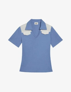 CLAUDIE PIERLOT Tavi Contrast-panel Cotton-blend Polo Shirt