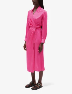 CLAUDIE PIERLOT Raquela Wrap-style Satin Dress 8 CLAUDIE PIERLOT Raquela Wrap-style Satin Dress -Reis Clothing Shop R04103362 ROSES ALT02