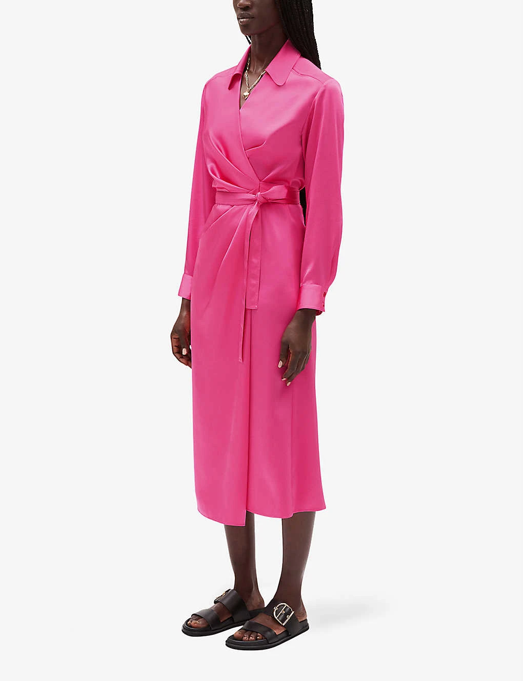 CLAUDIE PIERLOT Raquela Wrap-style Satin Dress 3 CLAUDIE PIERLOT Raquela Wrap-style Satin Dress - Image 3