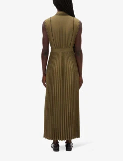 CLAUDIE PIERLOT Respect Scalloped-trim Woven Maxi Dress -Reis Clothing Shop R04103363 VERTS ALT03