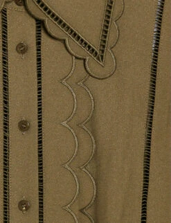 CLAUDIE PIERLOT Respect Scalloped-trim Woven Maxi Dress -Reis Clothing Shop R04103363 VERTS ALT05