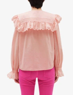 CLAUDIE PIERLOT Belle Ruffle-trim Cotton Blouse -Reis Clothing Shop R04103366 ROSES ALT03