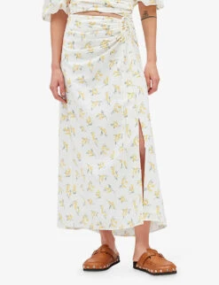 CLAUDIE PIERLOT Mimosa Floral-print Woven Midi Skirt -Reis Clothing Shop R04103458 DIVERS ALT02