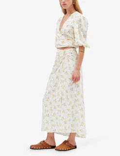 CLAUDIE PIERLOT Mimosa Floral-print Woven Midi Skirt -Reis Clothing Shop R04103458 DIVERS ALT04