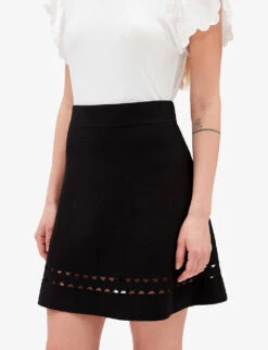 CLAUDIE PIERLOT Cut-out High-rise Stretch-woven Skirt -Reis Clothing Shop R04103479 NOIRGRIS ALT04