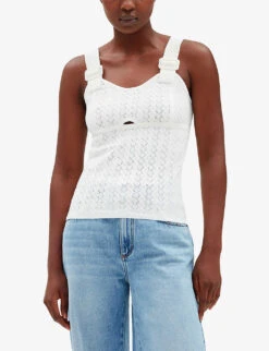 CLAUDIE PIERLOT Cut-out Embroidered Knitted Top 7 CLAUDIE PIERLOT Cut-out Embroidered Knitted Top -Reis Clothing Shop R04103525 NATURELS ALT02