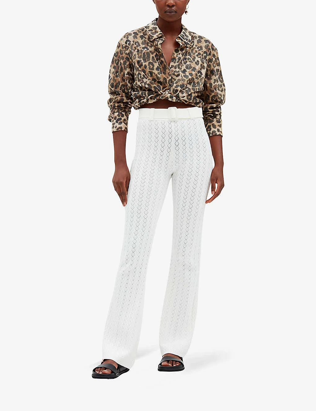 CLAUDIE PIERLOT Maliba Openwork-stitch Belted Knitted Trousers 2 CLAUDIE PIERLOT Maliba Openwork-stitch Belted Knitted Trousers - Image 2