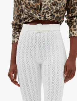 CLAUDIE PIERLOT Maliba Openwork-stitch Belted Knitted Trousers 9 CLAUDIE PIERLOT Maliba Openwork-stitch Belted Knitted Trousers -Reis Clothing Shop R04103528 NATURELS ALT04