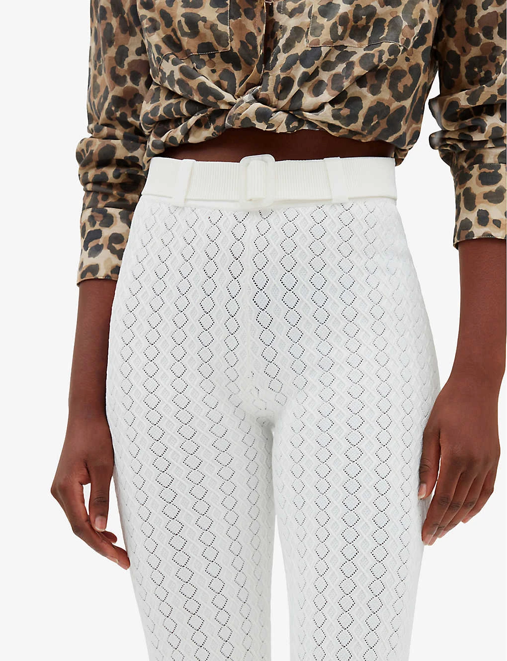 CLAUDIE PIERLOT Maliba Openwork-stitch Belted Knitted Trousers 5 CLAUDIE PIERLOT Maliba Openwork-stitch Belted Knitted Trousers - Image 5