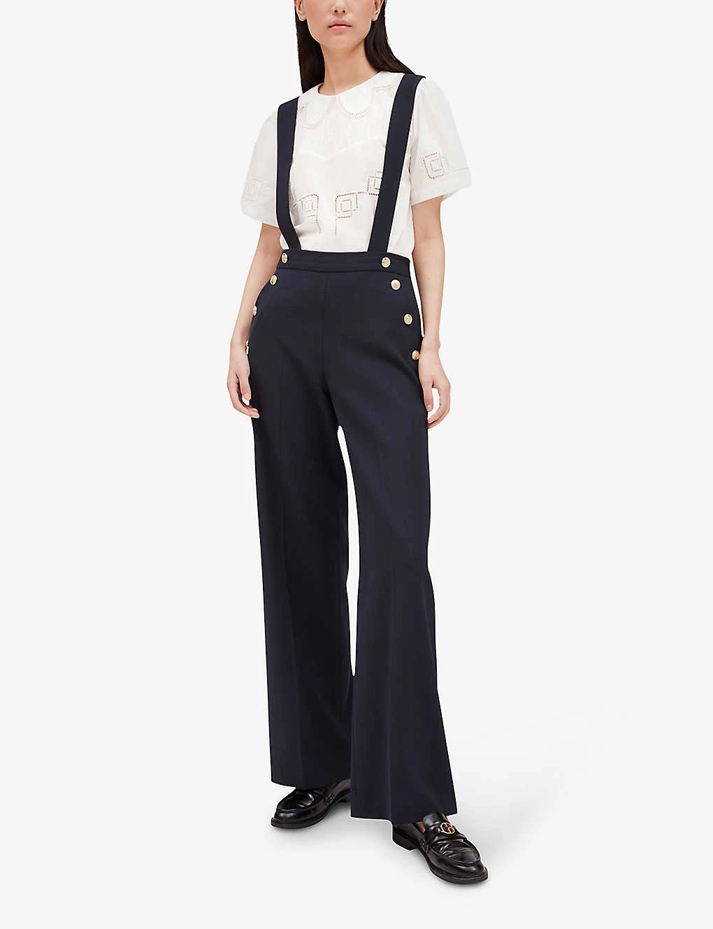 CLAUDIE PIERLOT Pames Braces-trim Stretch-woven Trousers 2 CLAUDIE PIERLOT Pames Braces-trim Stretch-woven Trousers - Image 2