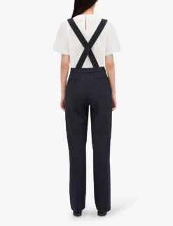 CLAUDIE PIERLOT Pames Braces-trim Stretch-woven Trousers 7 CLAUDIE PIERLOT Pames Braces-trim Stretch-woven Trousers -Reis Clothing Shop R04104033 BLEUS ALT02