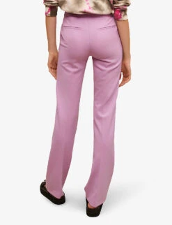 Maje Pressed-crease Straight-leg Mid-rise Stretch-woven Trousers -Reis Clothing Shop R04104064 VIOLETS ALT03