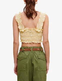 Maje Lunnala Cropped Woven Top -Reis Clothing Shop R04104075 JAUNESORANGES ALT03