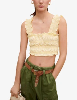 Maje Lunnala Cropped Woven Top -Reis Clothing Shop R04104075 JAUNESORANGES ALT04