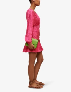 Maje Pleated Draped Recycled Polyester-blend Mini Dress 7 Maje Pleated Draped Recycled Polyester-blend Mini Dress -Reis Clothing Shop R04104076 ROSES ALT02