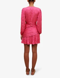 Maje Pleated Draped Recycled Polyester-blend Mini Dress 8 Maje Pleated Draped Recycled Polyester-blend Mini Dress -Reis Clothing Shop R04104076 ROSES ALT03