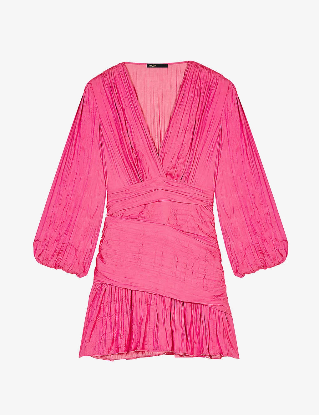 Maje Pleated Draped Recycled Polyester-blend Mini Dress 1 Maje Pleated Draped Recycled Polyester-blend Mini Dress