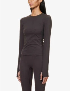 Core Fitted Stretch-woven T-shirt -Reis Clothing Shop R04104622 COFFEEBEAN ALT02