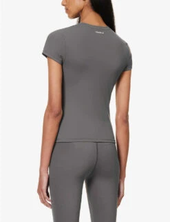 Fitted Logo-print Stretch-woven T-shirt -Reis Clothing Shop R04104651 DARKGREY ALT03