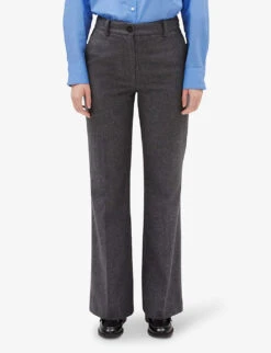 CLAUDIE PIERLOT Please Flared Wool-blend Trousers -Reis Clothing Shop R04104801 NOIRGRIS ALT02
