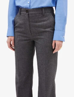 CLAUDIE PIERLOT Please Flared Wool-blend Trousers -Reis Clothing Shop R04104801 NOIRGRIS ALT04