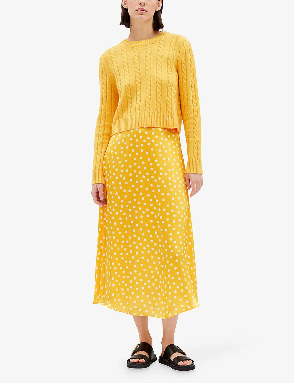 CLAUDIE PIERLOT Polka-dot Flared Silk Midi Skirt 2 CLAUDIE PIERLOT Polka-dot Flared Silk Midi Skirt - Image 2