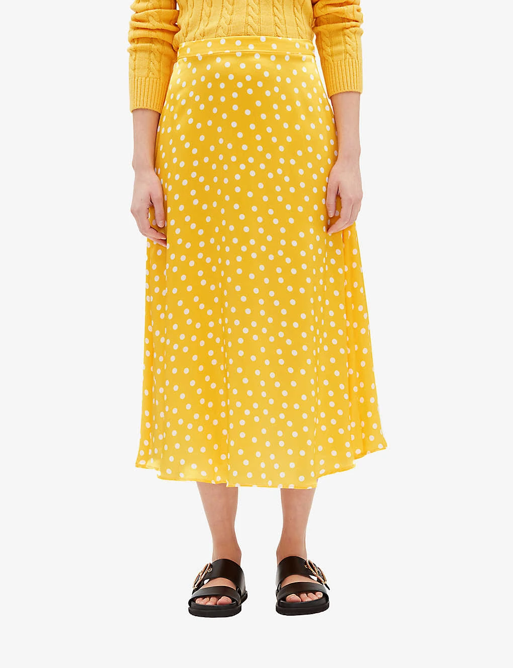 CLAUDIE PIERLOT Polka-dot Flared Silk Midi Skirt 3 CLAUDIE PIERLOT Polka-dot Flared Silk Midi Skirt - Image 3