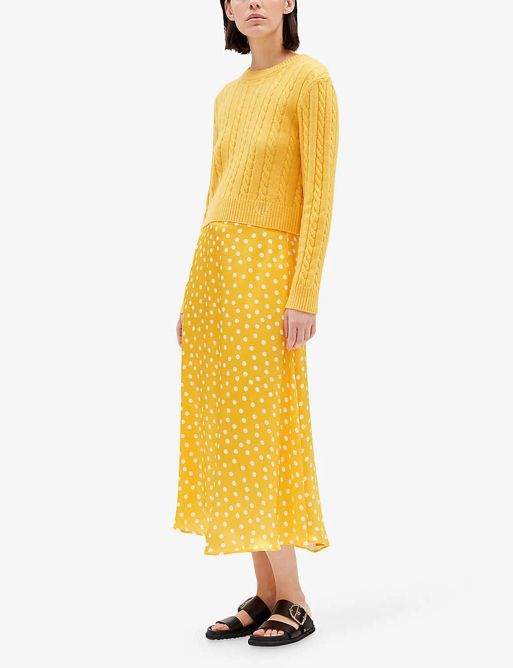 CLAUDIE PIERLOT Polka-dot Flared Silk Midi Skirt 5 CLAUDIE PIERLOT Polka-dot Flared Silk Midi Skirt - Image 5