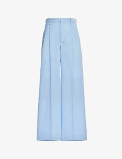 Marni Pleated Wide-leg High-rise Virgin-wool Trousers